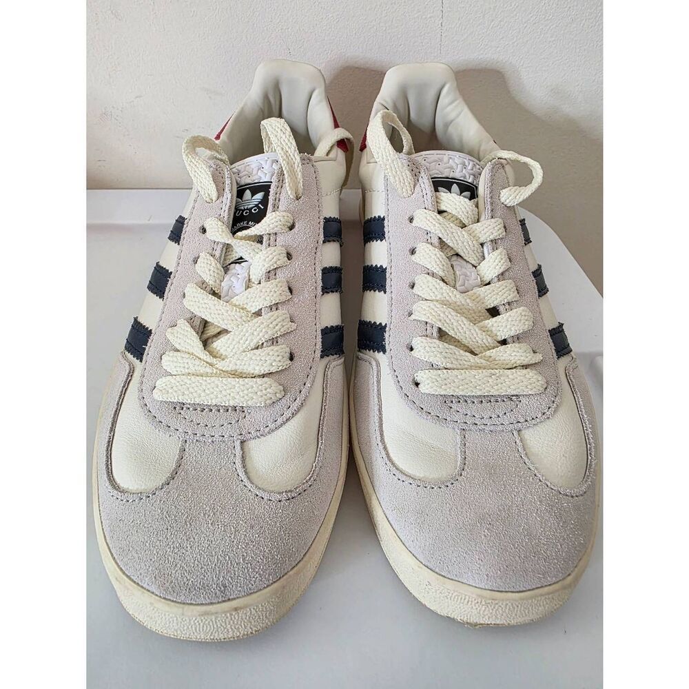 Adidas x GUCCI Gazelle Women's Sneakers-White, Blue, Red, and Tan Size 7 - Picture 3 of 11